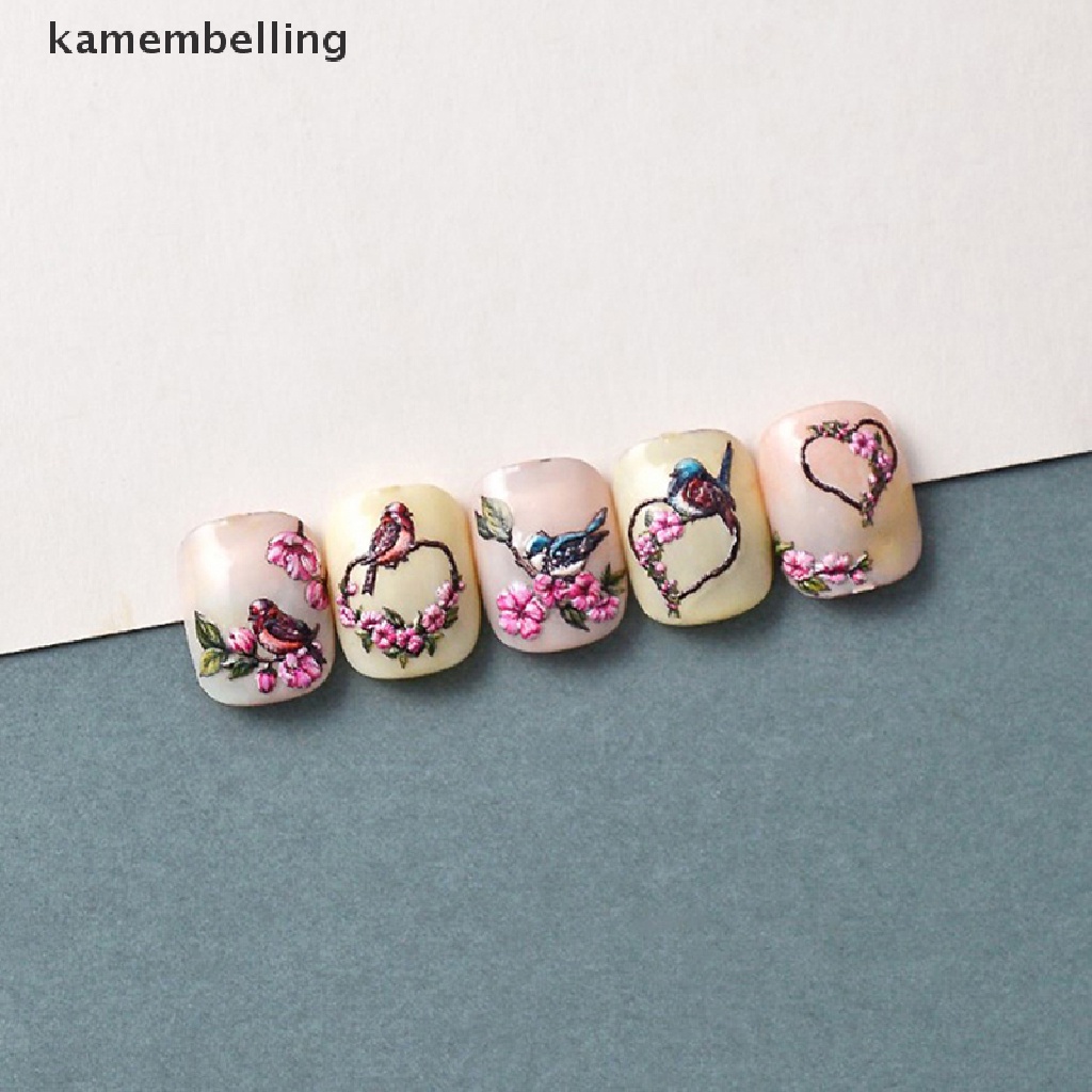 Miếng Dán Trang Trí Móng Tay 5D Hình Hoa Trái Tim Xinh Xắn