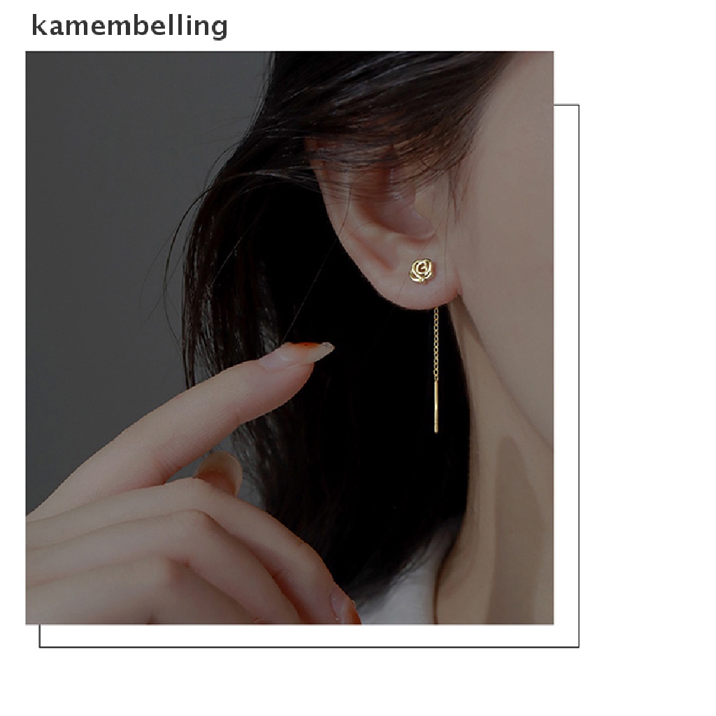 Đôi Khuyên Tai Tua Rua Ngắn Gắn Hoa Đơn Giản Thời Trang Cho Nữ