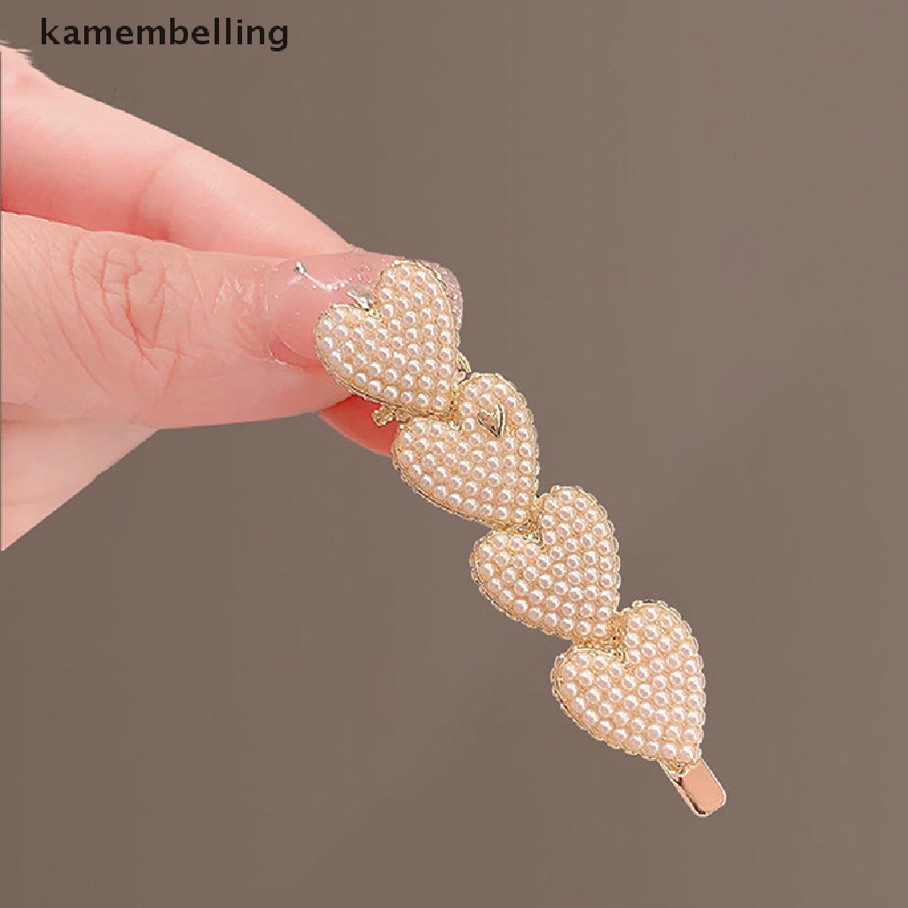 Kẹp Tóc Hình Trái Tim Đính Ngọc Trai Phong Cách Hàn Quốc Cho Nữ