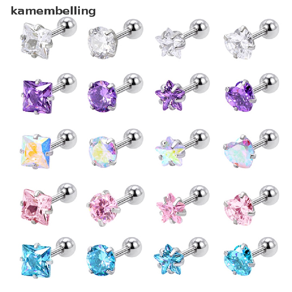 1 Đôi Khuyên Tai Đính Đá Zircon Đơn Giản Bằng Thép Không Gỉ Thời Trang