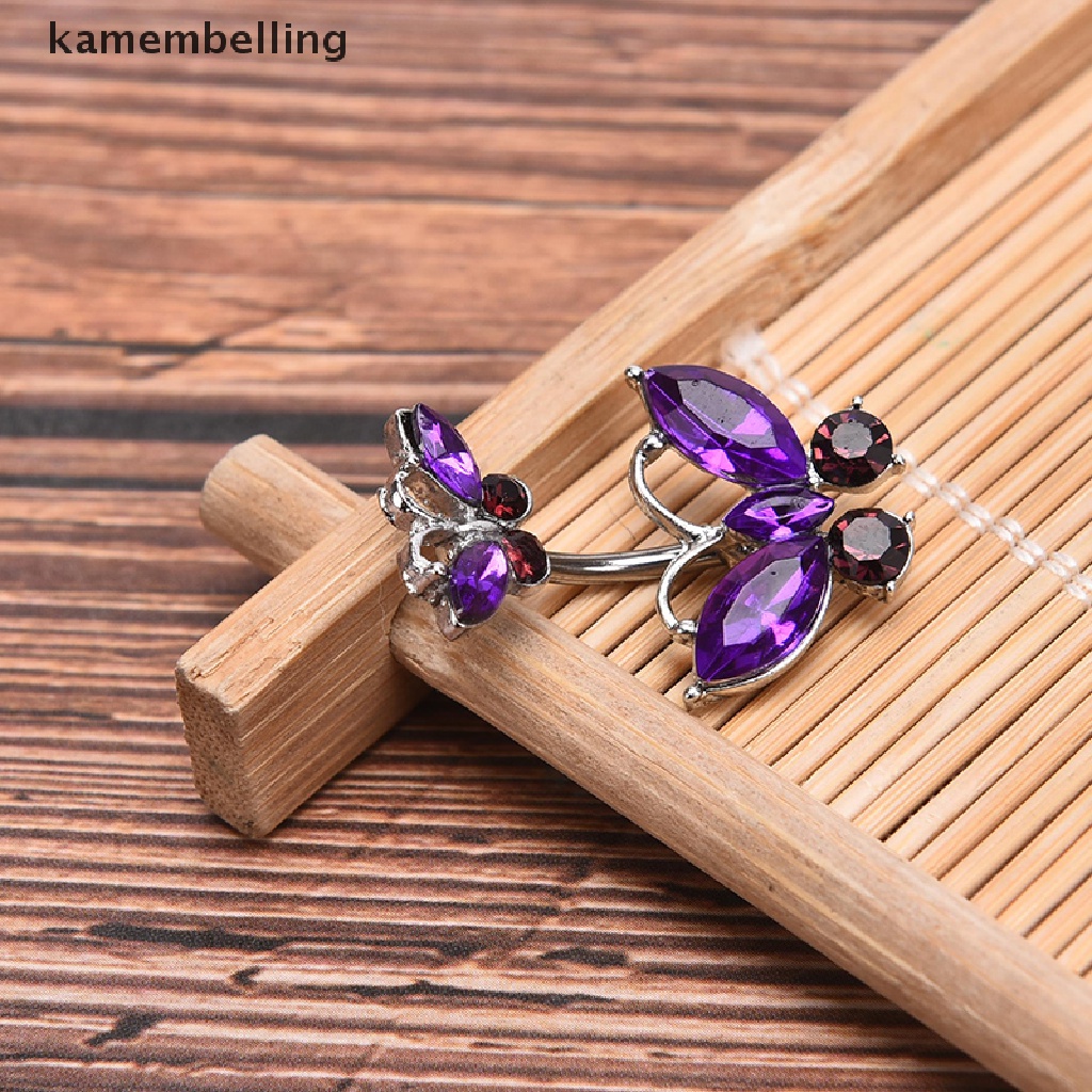 Kamembelling Khuyên Rốn Hình Bướm Đính Đá Zircon Quyến Rũ
