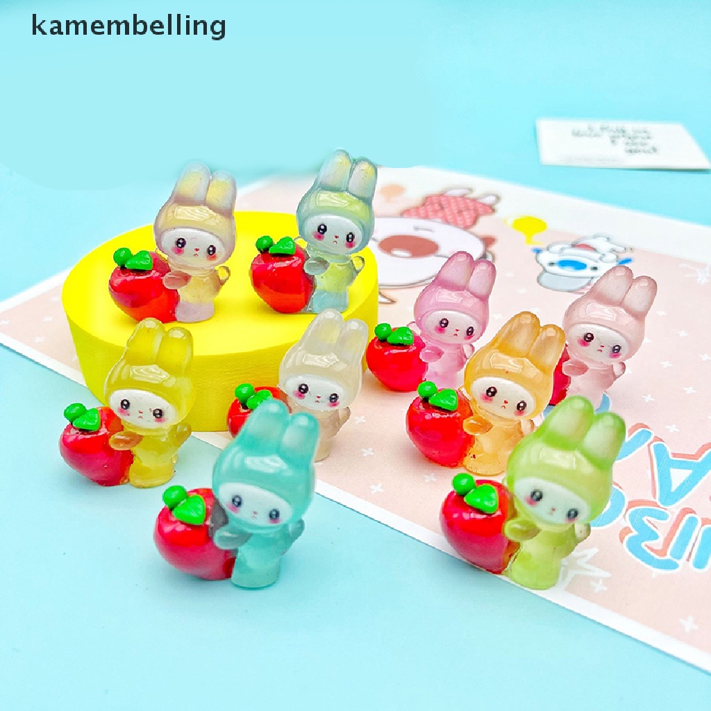 Set 2 Phụ Kiện Trang Trí Hình Chú Thỏ Hoạt Hình Màu Dạ Quang DIY