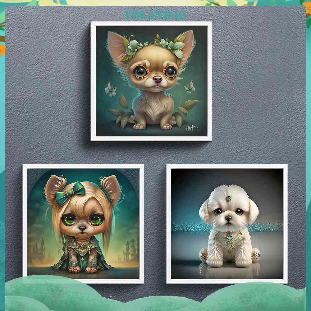 Tranh Đính Đá Kim Cương Toàn Bộ 5D DIY Hình Vẽ Chó Trang Trí Nhà Cửa