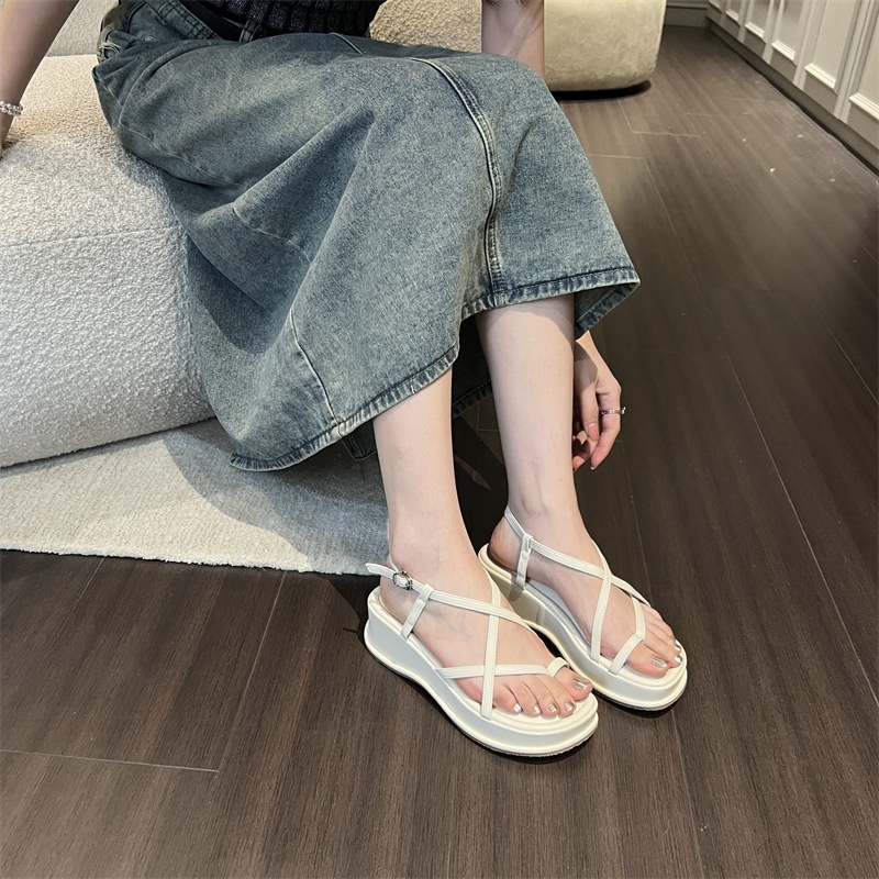 Sandal Đế Xuồng Dày Qua Gối Phong Cách Roman Thời Trang Mùa Hè 2023 Mới Cho Nữ