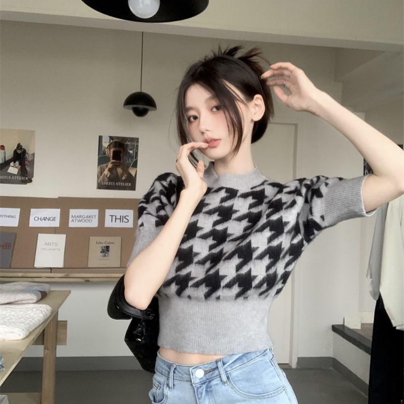 COZOK Áo Thun Dệt Kim Ngắn Tay Thời Trang Cá Tính Dễ Phối Đồ