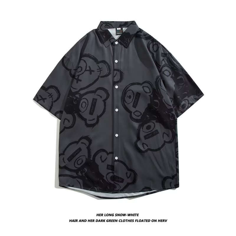 Áo Sơ Mi Tay Lỡ In Họa Tiết Thời Trang Phong Cách Harajuku Cho Nam