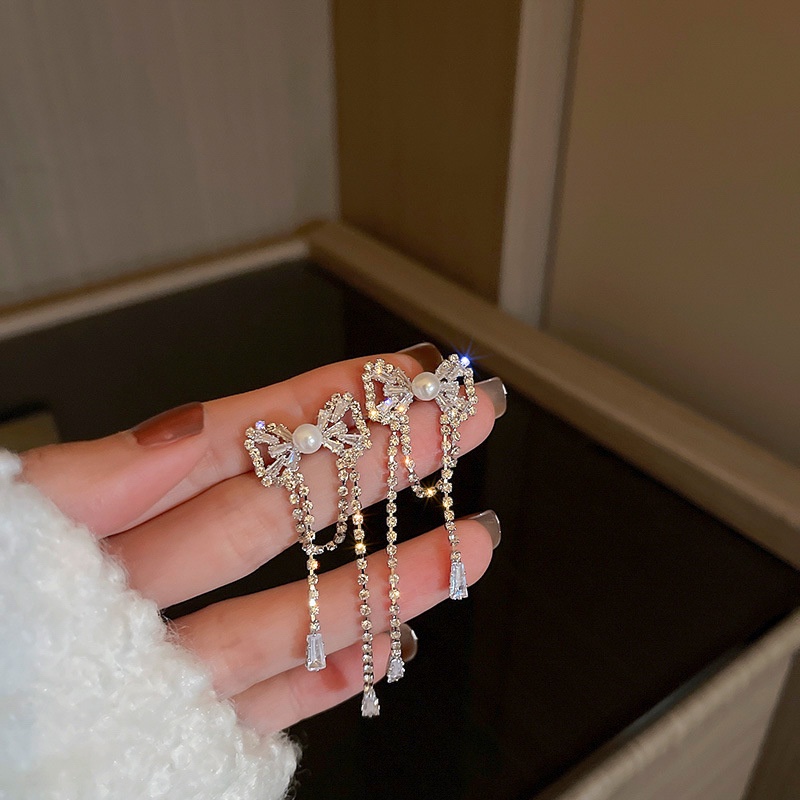 Bông Tai Dáng Dài Hình Bướm Đính Đá Thời Trang Cho Nữ