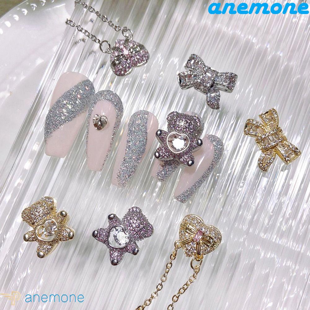 Móng Tay Giả ANEMONE|Đầm Thời Trang Cao Cấp Tự Làm Thủ Công Cá Tính|Phụ Kiện Trang Trí Móng Tay Hình Nơ Bằng Hợp Kim Lấp Lánh