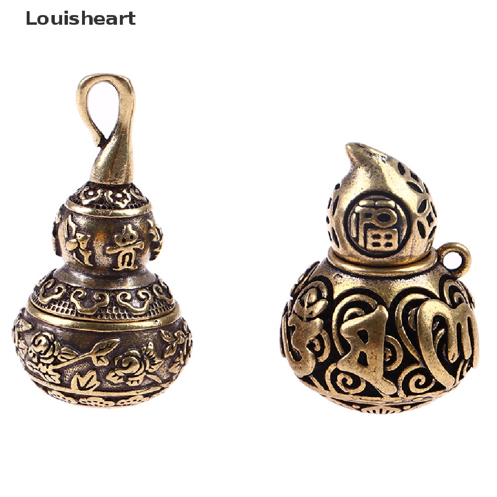 Louisheart Hộp Đựng Thuốc Bằng Đồng Thau Hình Hoa Sen / Quả Bầu May Mắn Có Móc Khóa