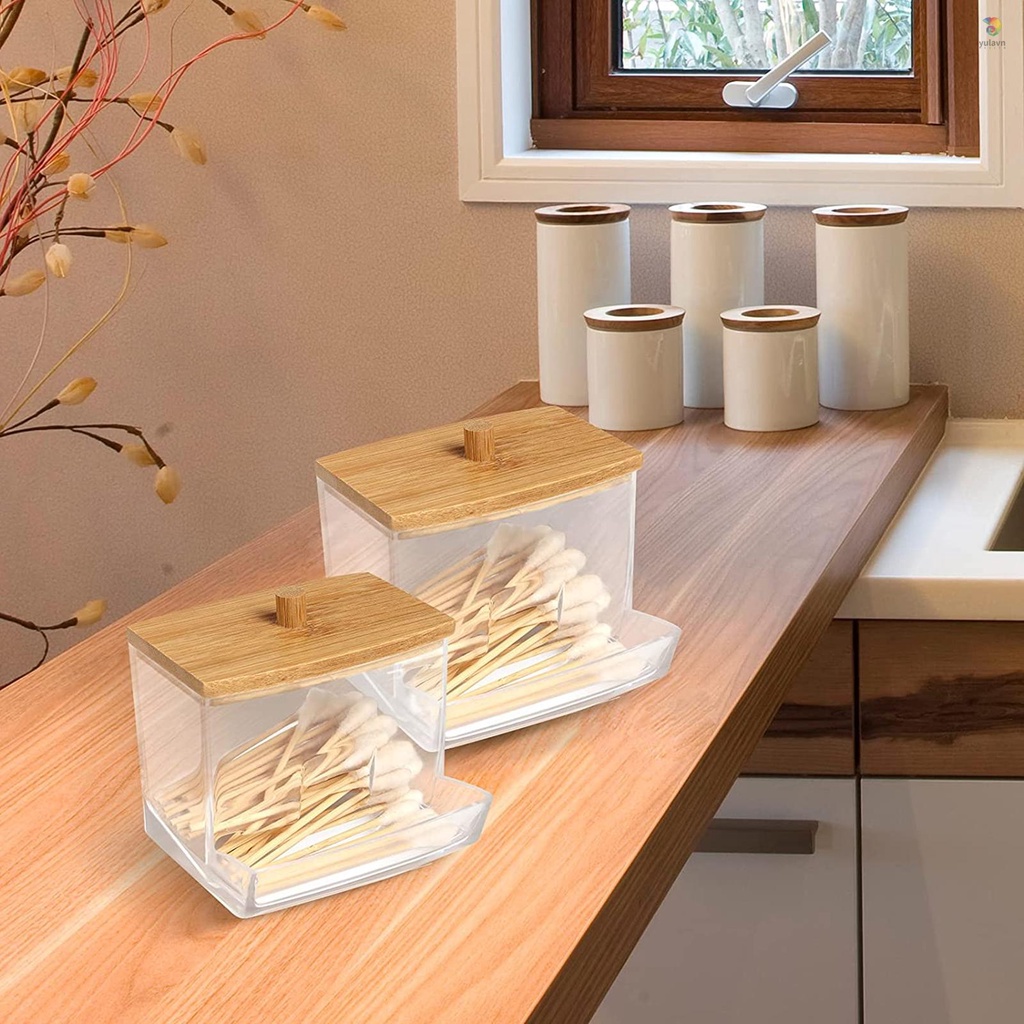 1 Hộp Đựng Tăm Bông Bằng Acrylic Chất Lượng Cao Cho Nhà Tắm