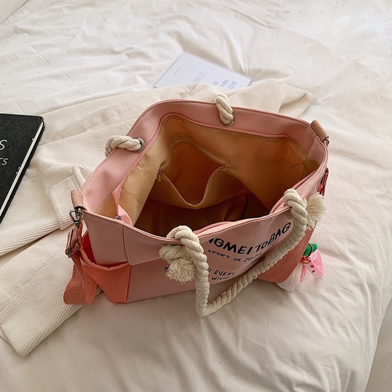 Túi tote Đeo Vai Bằng Vải Bạt cotton In Chữ Có Dây Treo Cho Nữ
