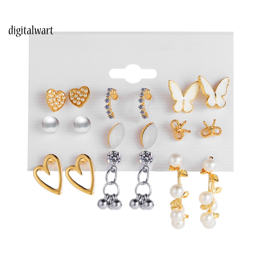 Kỹ Thuật Số| 1 Bộ Bông Tai Hình Trái Tim Đính Đá Acrylic Lấp Lánh Thời Trang Hàng Ngày