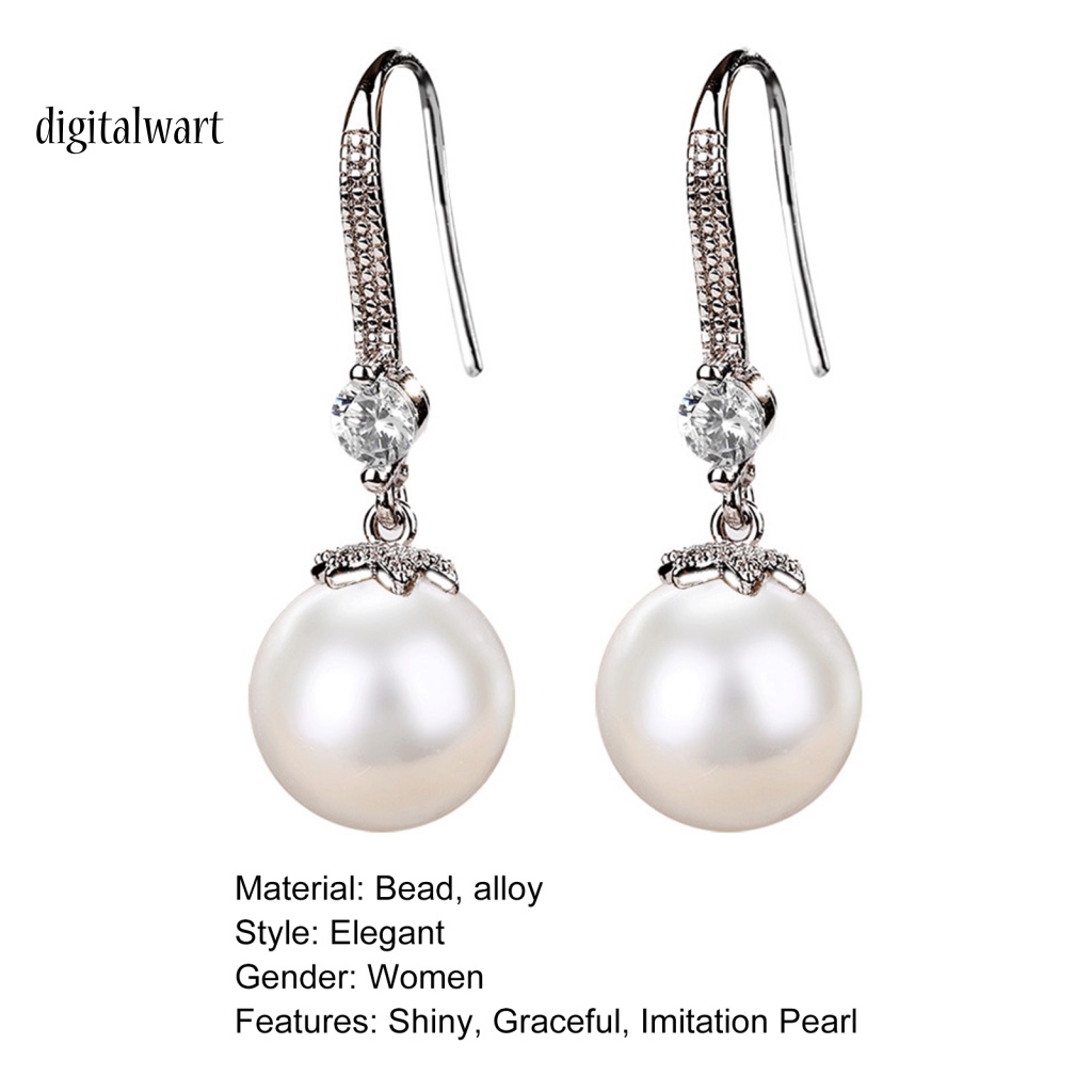 Kỹ Thuật Số| 1 Đôi Bông Tai Móc Đính Ngọc Trai Giả Lấp Lánh Thời Trang Dự Tiệc