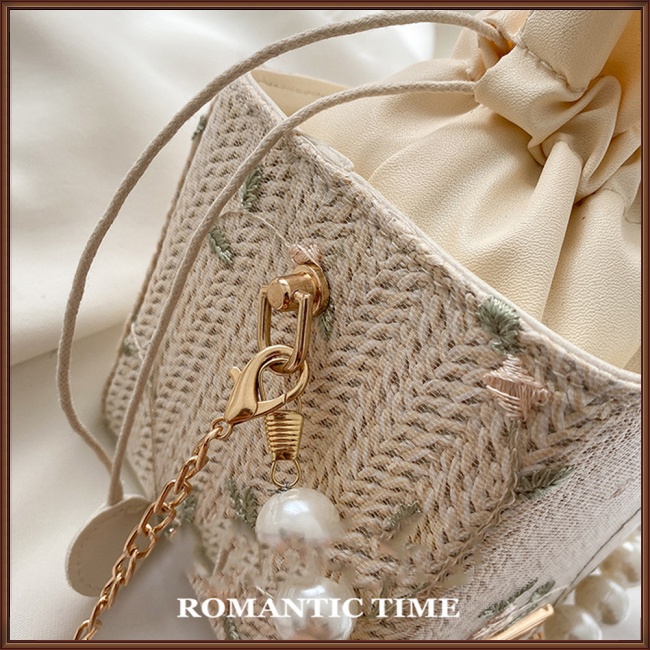 Túi Đeo Vai Hình Vuông Đính Ngọc Trai Thời Trang Dành Cho Nữ