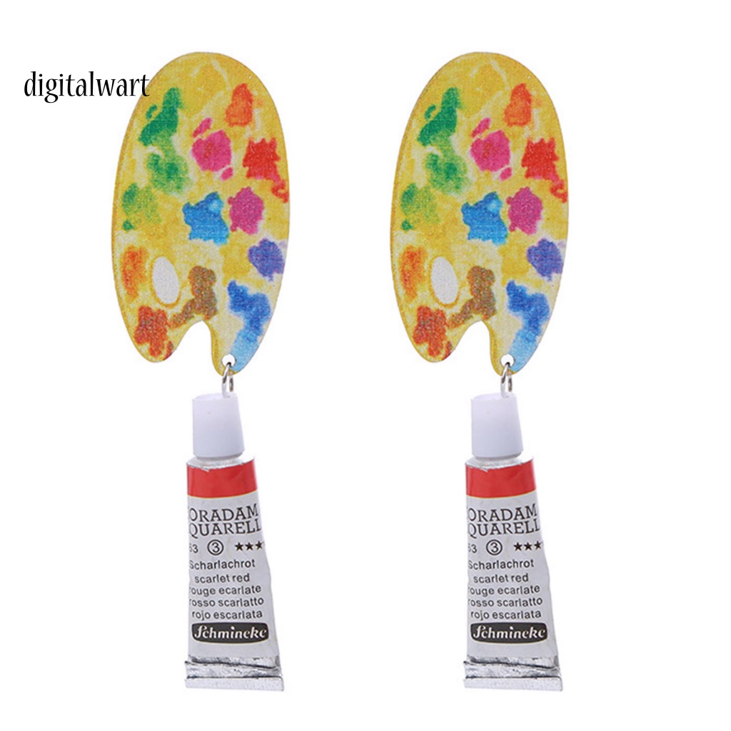 Kỹ Thuật Số| 1 Đôi Bông Tai Treo Nghệ Thuật Bằng Thép Không Gỉ Họa Tiết Bảng Vẽ Thủ Công Nhiều Màu Sắc Tinh Tế Dành Cho Nữ