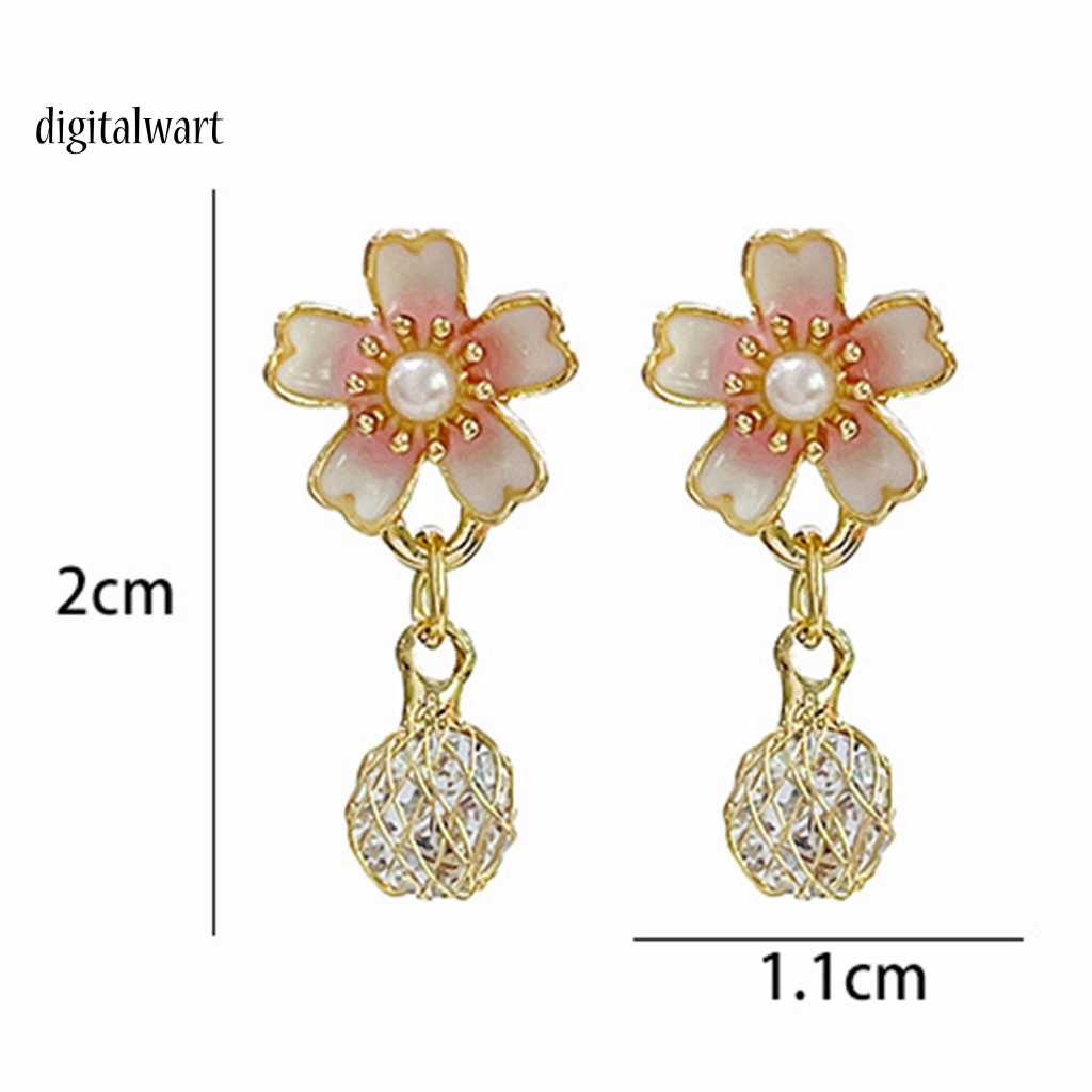 Kỹ Thuật Số| 1 Đôi Khuyên Tai Dạng Hạt Xỏ Lên Màu Nhanh Họa Tiết Hoa Sơn Dầu Zircon Giả Bóng Cao Trang Trí Tinh Tế