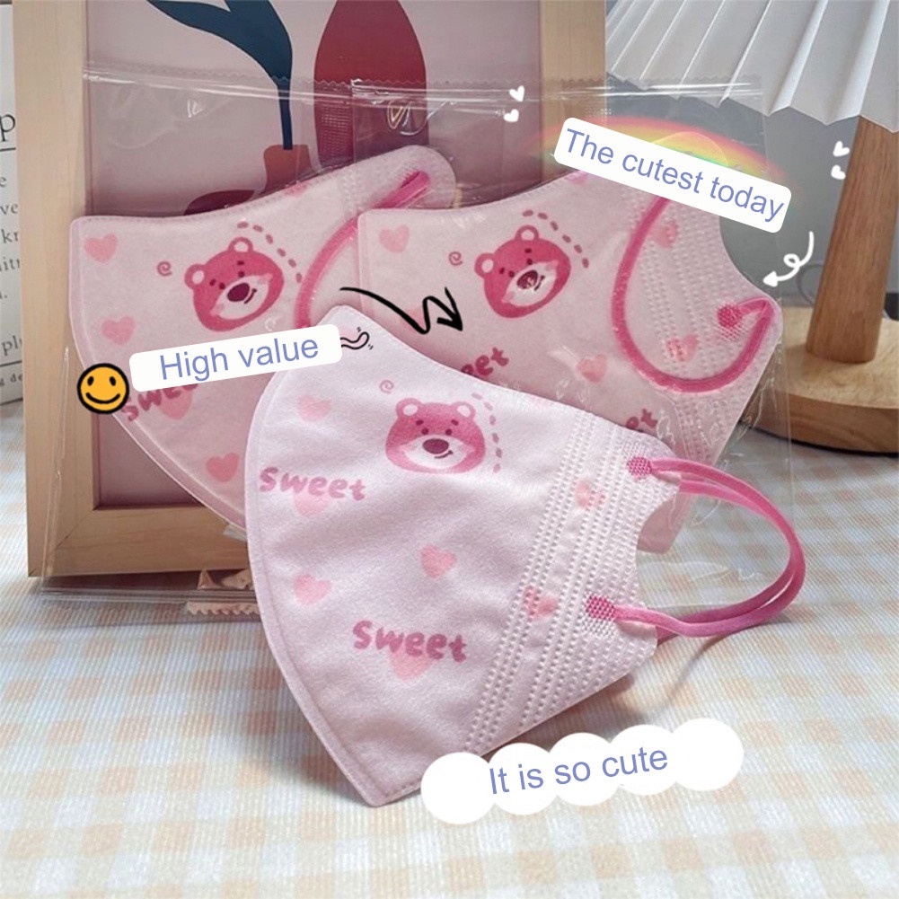 Hoạt Hình 3d Ba Chiều Sữa Gấu Bỏ Mặt Nạ Hồng Không Lear Mặt Nạ Người Lớn Dùng Một Lần Trẻ Em Mặt Nạ