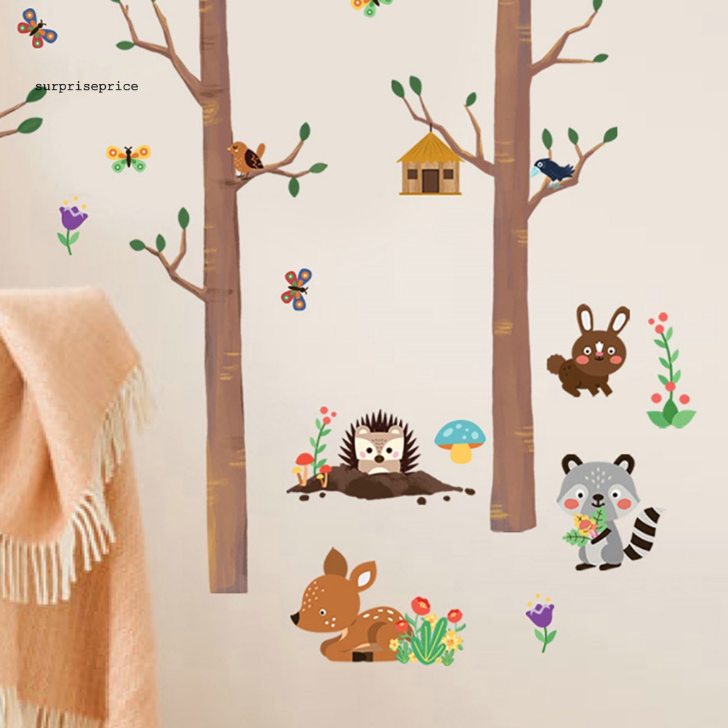 Set 2 Sticker Dán Tường PVC Vinyl Chống Nước Họa Tiết Hoạt Hình Chim Chóc Và Cây Cối Trang Trí Phòng Trẻ Em