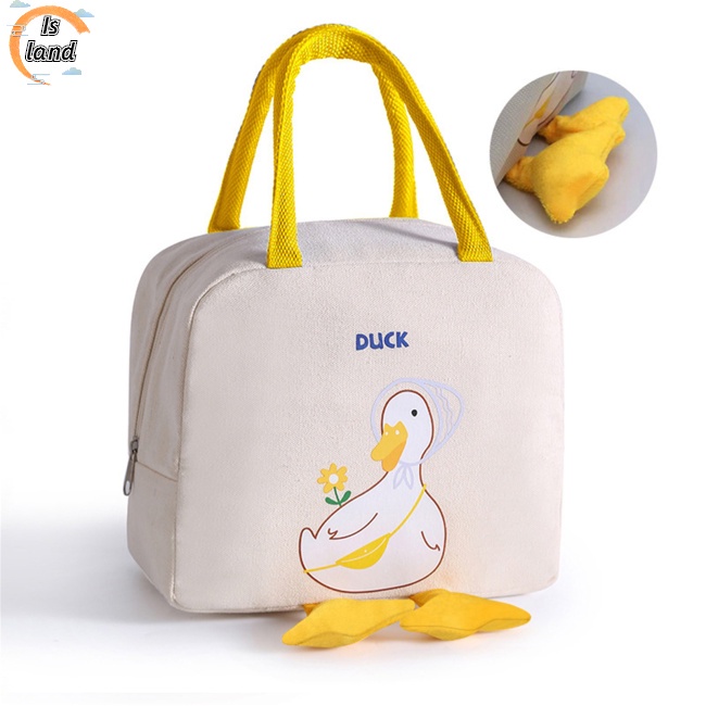 [IS] Túi Đựng Hộp Cơm Trưa Cách Nhiệt Bằng Lá Nhôm Gọn Nhẹ Họa Tiết Hoạt Hình Có Tay Cầm Gia