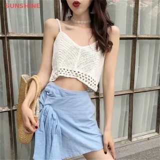Cagjb áo croptop dệt kim thêu hoa ngọt ngào