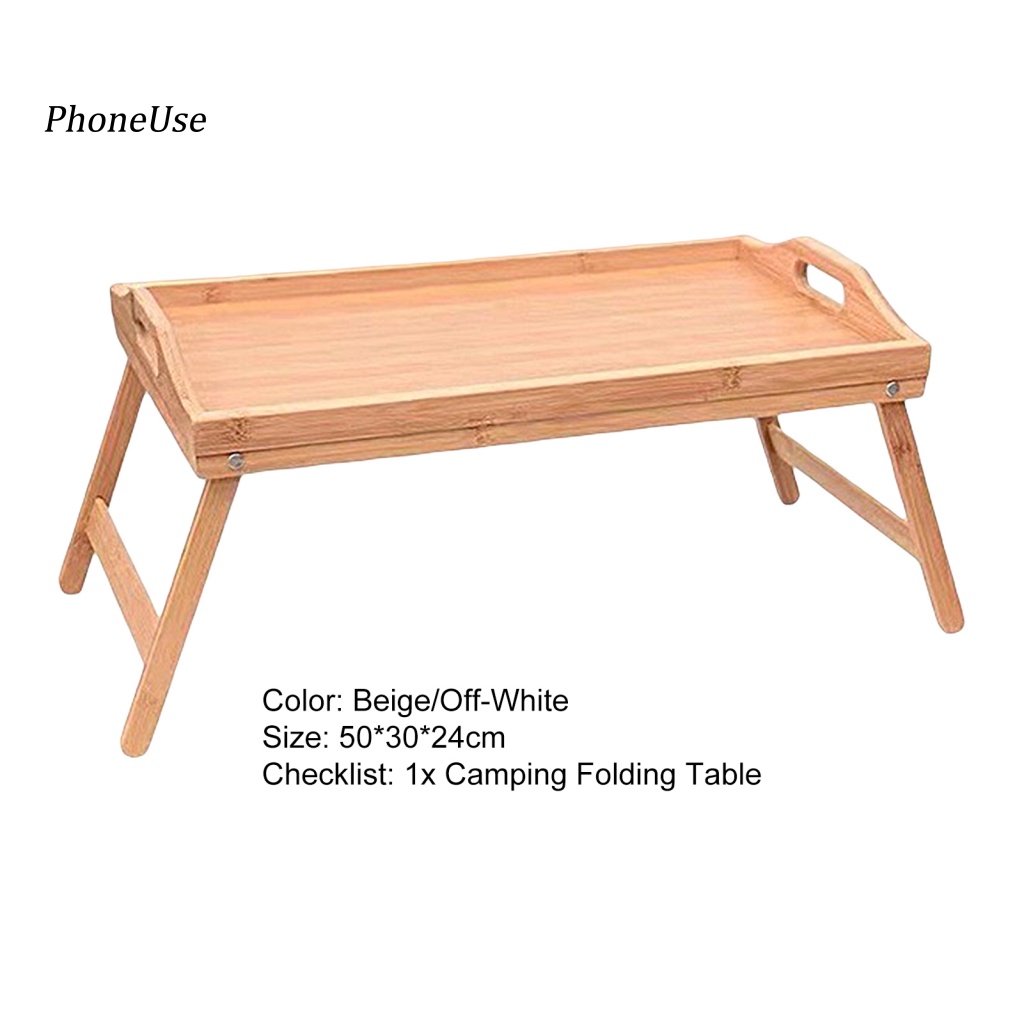 Bàn Gấp Bằng Tre Tự Nhiên Cứng Cáp Chịu Lực Tốt Đa Năng Có Tay Cầm Dành Cho Cắm Trại Ngoài