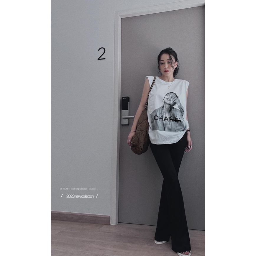 Áo thun Cha.ne.l cô gái đệm vai