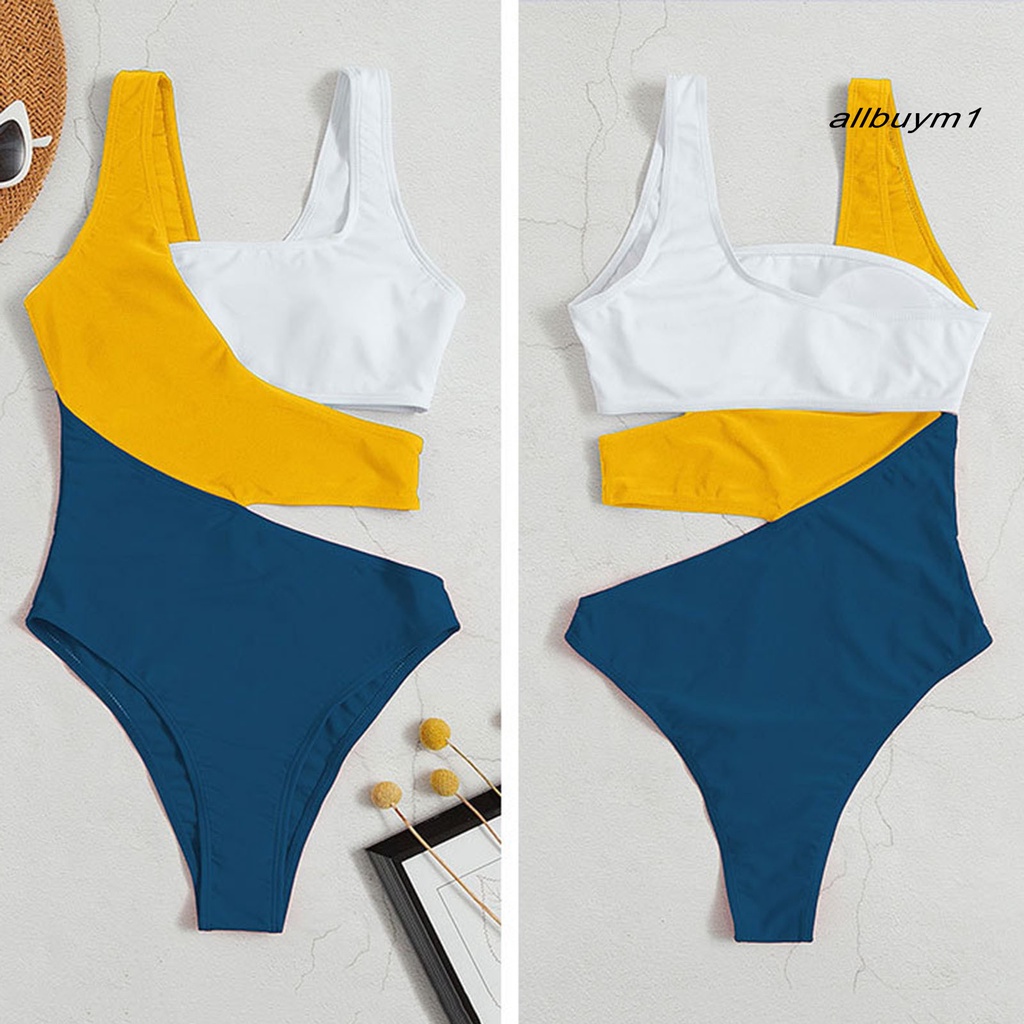 Áo Một Mảnh Cổ Vuông Nâng Ngực Co Giãn Màu Sắc Tương Phản Gợi Cảm Cho Nữ