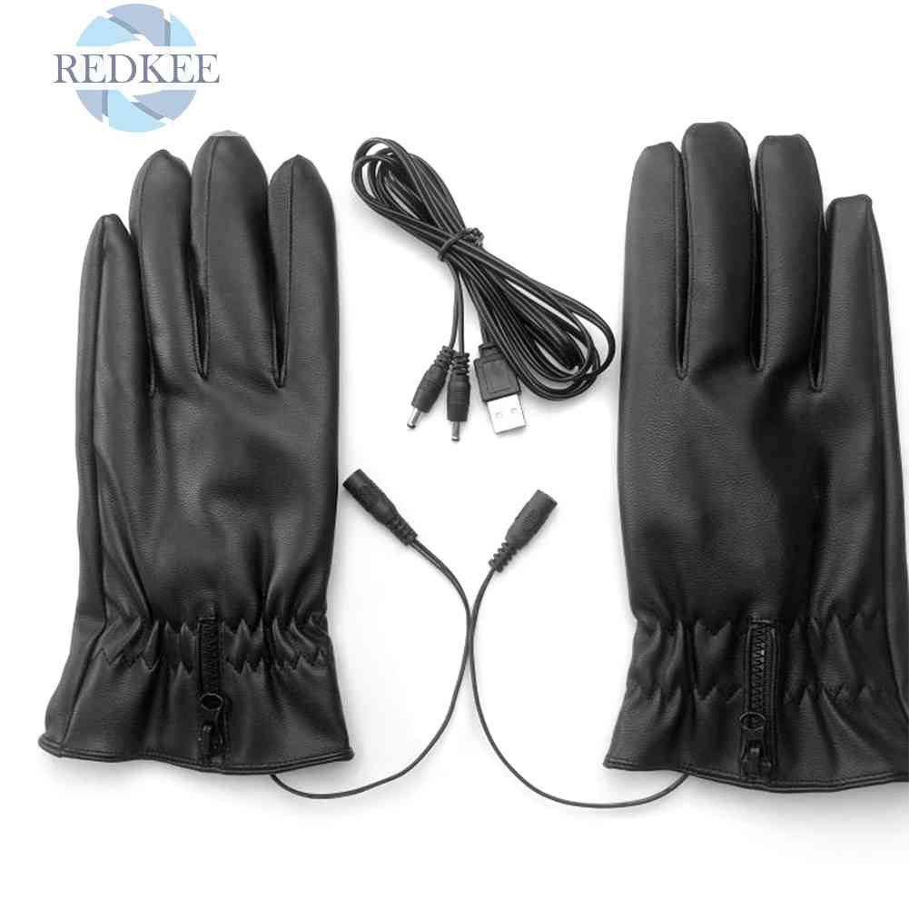 Găng Tay Sưởi Ấm Bằng Da PU Cho Nam Nữ