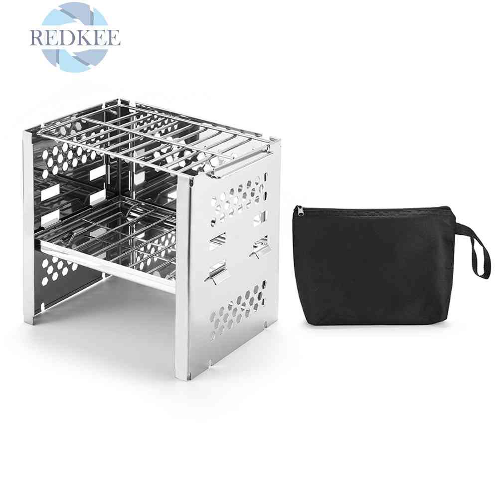 Bếp Than Củi Hai Lớp Mini Có Thể Gấp Gọn Tiện Dụng Khi Đi Cắm Trại