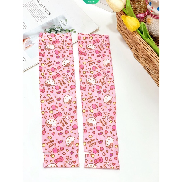 SANRIO Găng Tay Chống Nắng Bằng Lụa Lạnh Co Giãn Chống Tia Cực Tím Hình Hello Kitty Phong Cách Quân Đội Cho Cặp Đôi