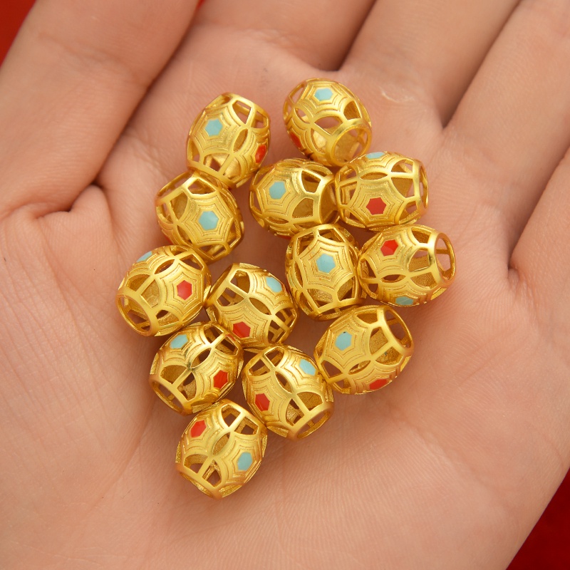 Hạt Xỏ Lỗ Lớn Màu Sắc Vàng Đồng Phụ Kiện Làm Trang Sức diy