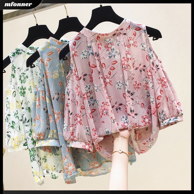 Áo Voan Hoa Trễ Vai Mềm Mại Thân Thiện Với Da Thoáng Khí Dành Cho Nữ