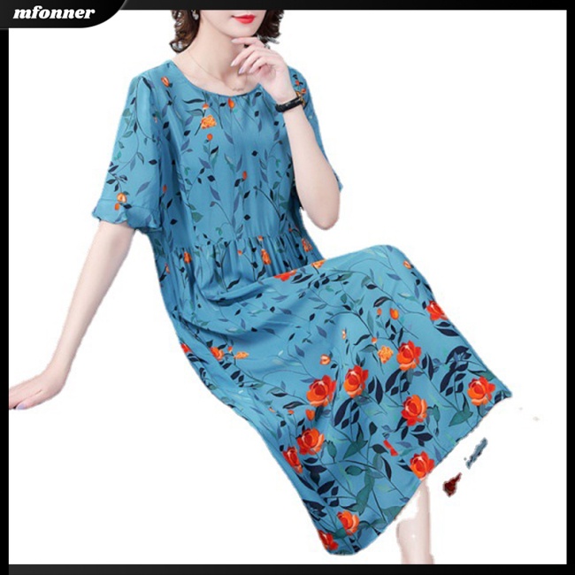 Đầm Tay Ngắn Dáng Rộng Plus Size Thời Trang Cho Nữ