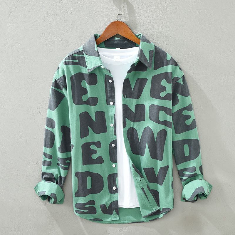 Áo Khoác Sơ Mi In Chữ Thời Trang Xu Hướng Nhật Bản