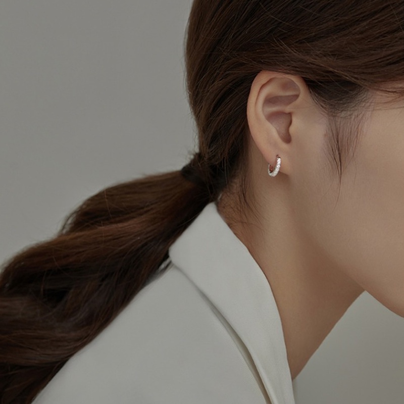 PAPAOZHU Bông Tai Bạc S925 Hình Tròn Rỗng Đính Đá Zircon Lấp Lánh Sang Trọng Cho Nữ