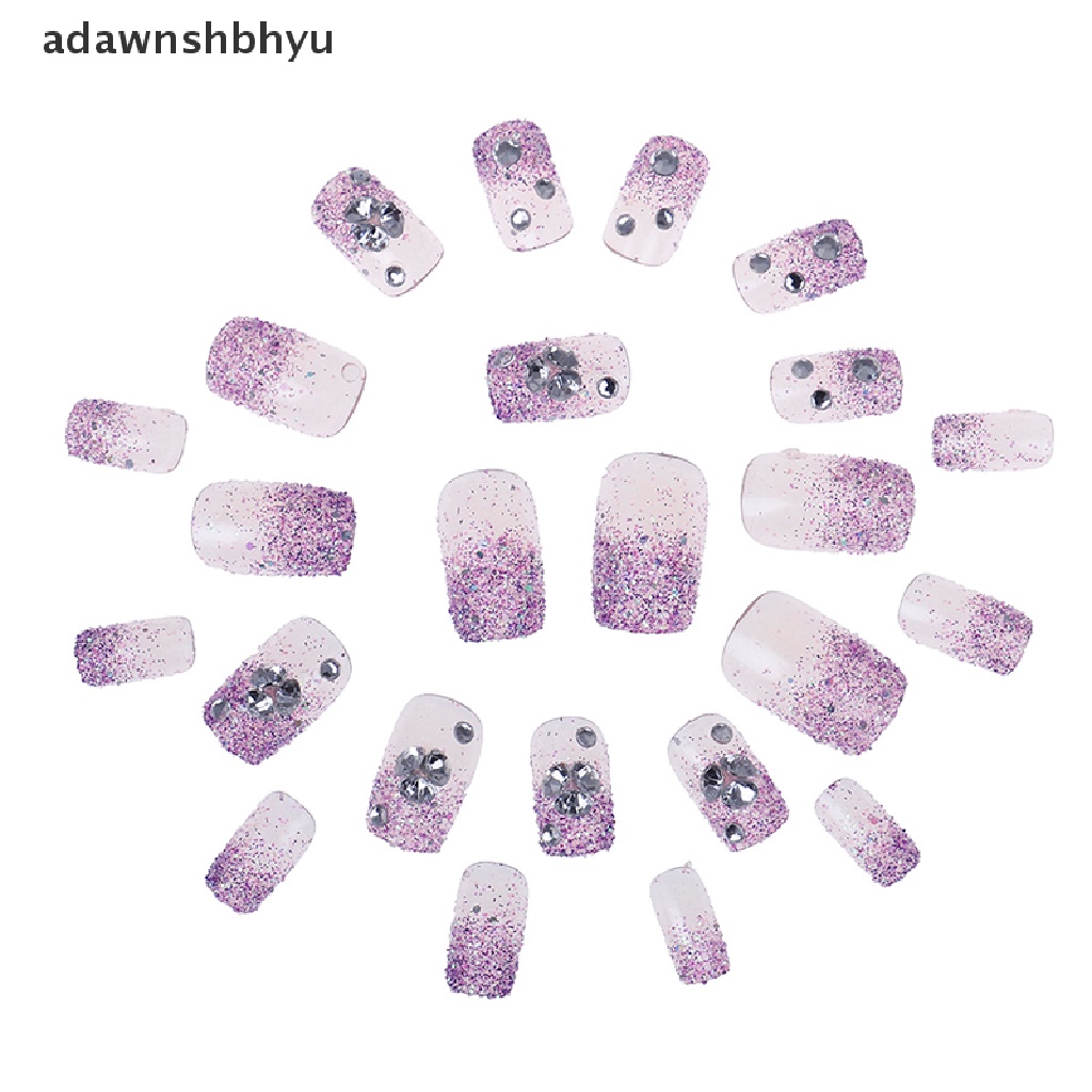 Bộ 24 Móng Tay Giả Trong Suốt Lấp Lánh Thời Trang