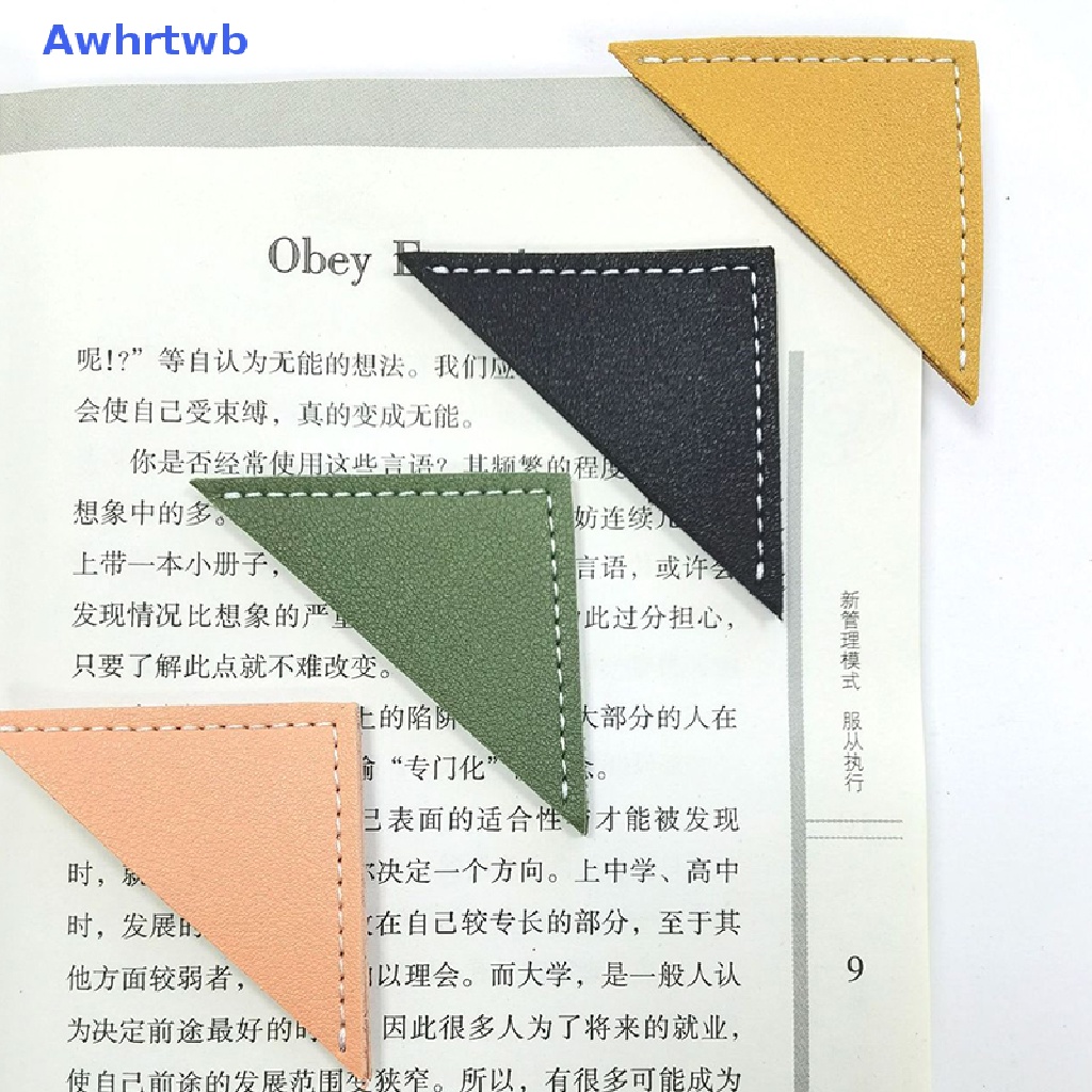 Awhrtwb Kẹp Giấy Đánh Dấu Trang Sách Bằng Da Hình Tam Giác Phong Cách Vintage Mới