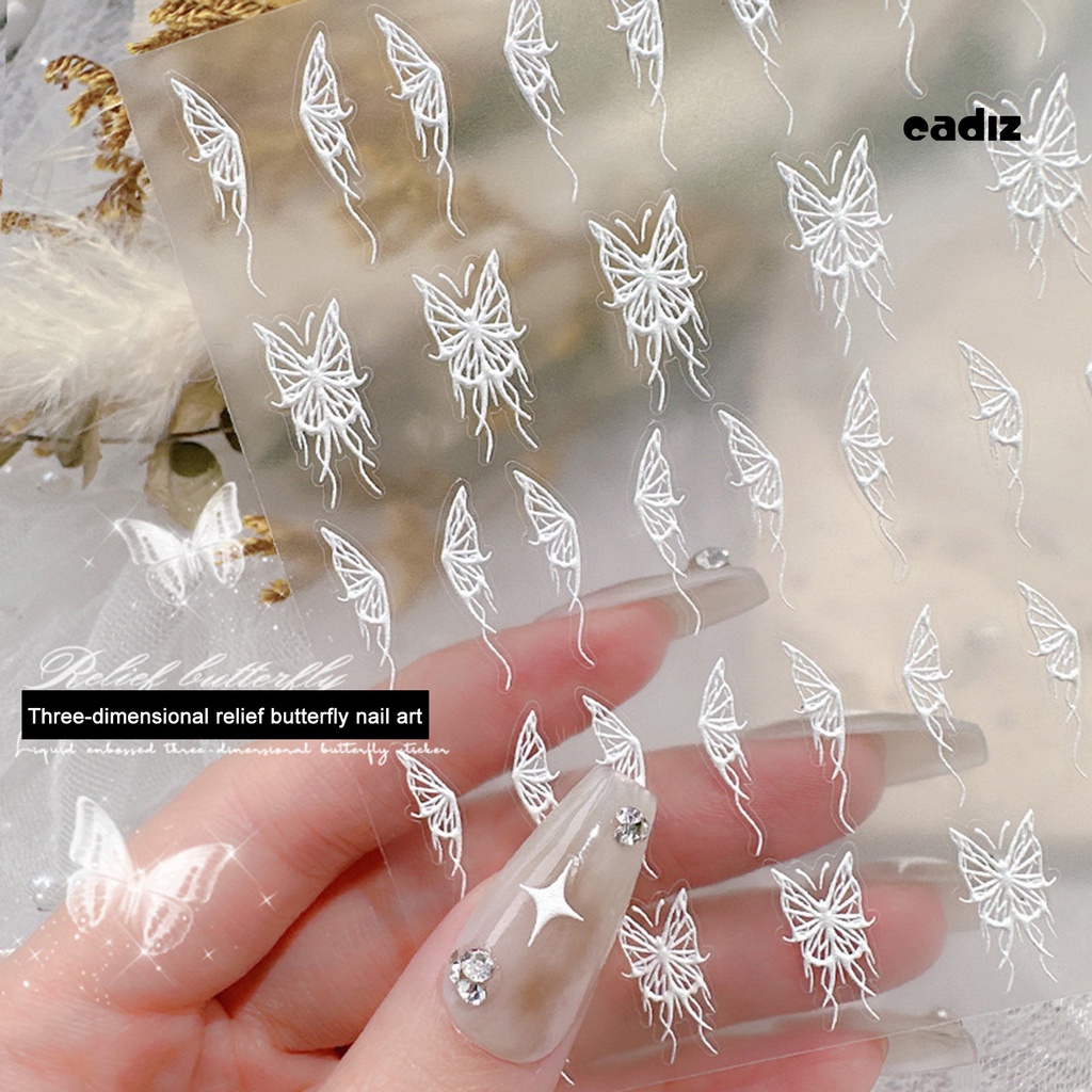 Miếng Dán Trang Trí Móng Tay Hình Bướm Trắng Đen Mini Chống Rơi DIY