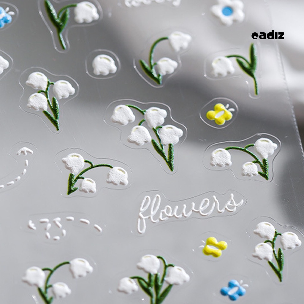 Miếng Dán Trang Trí Móng Tay 3D Tự Dính Không Phai Chống Rơi Vỡ Họa Tiết Hoa 5D Dành Cho Nữ