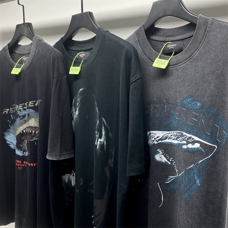 Rep-resent - Teen-tage Tee &amp; - Xu Hướng Mới Nhất Thời Trang Cổ Điển Cá Mập Giặt Nước In Họa Tiết Cổ Điển Đường Phố Cao Cấp Tay Ngắn Jrcfmhsdj