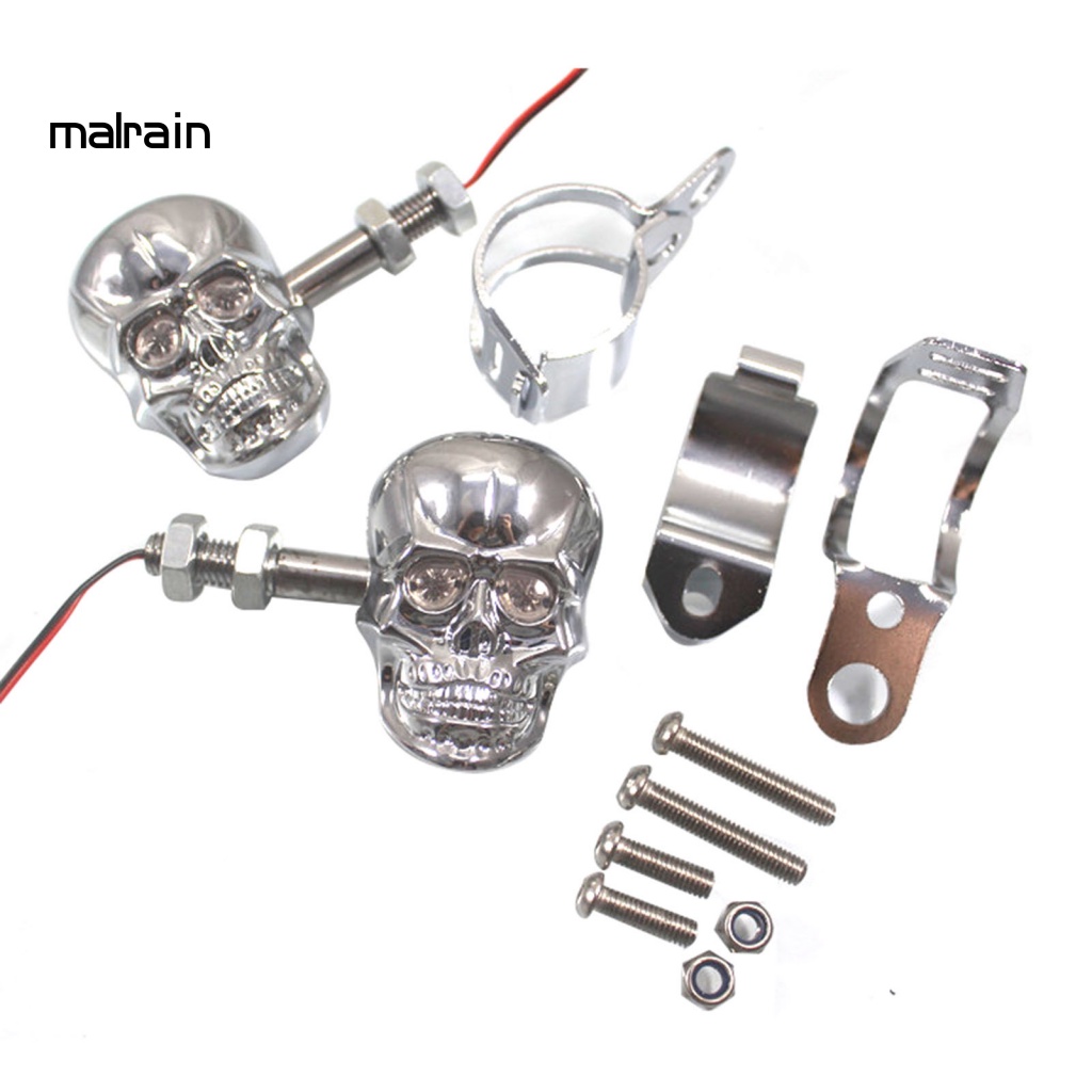 Bộ 2 Đèn Xi Nhan Hình Đầu Lâu Độc Đáo Cho Xe Mô Tô