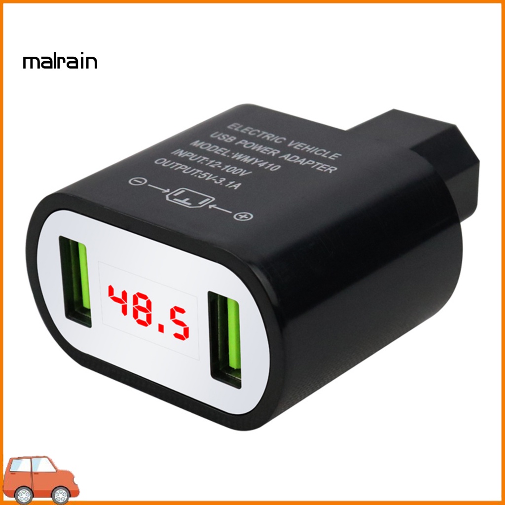 Cục Sạc Chuyển Đổi Hai Cổng USB PC 12V-100V Sang 5V 3A Màn Hình Kỹ Thuật Số Cho Xe Hơi