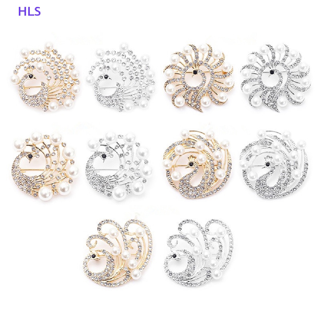 Ghim Cài Áo Hình Chim Công Đính Đá Và Ngọc Trai Nhân Tạo Thời Trang