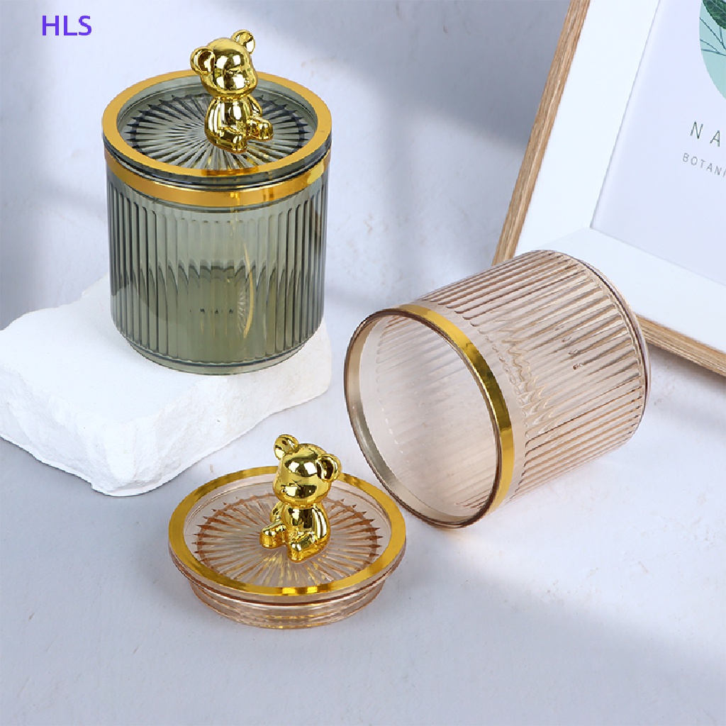 [HLS] Hộp Đựng Bông Tẩy Trang Bằng Acrylic Trong Suốt Hình Gấu Dễ Thương