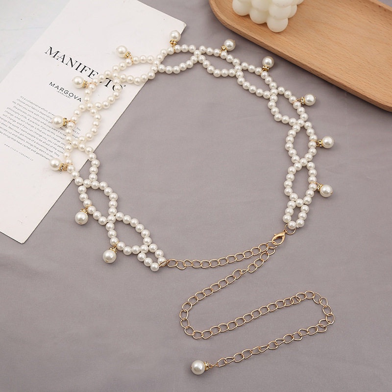 Haimeikang Thắt Lưng Dây Mảnh Đính Ngọc Trai Thời Trang Phong Cách Hàn Quốc Cho Nữ