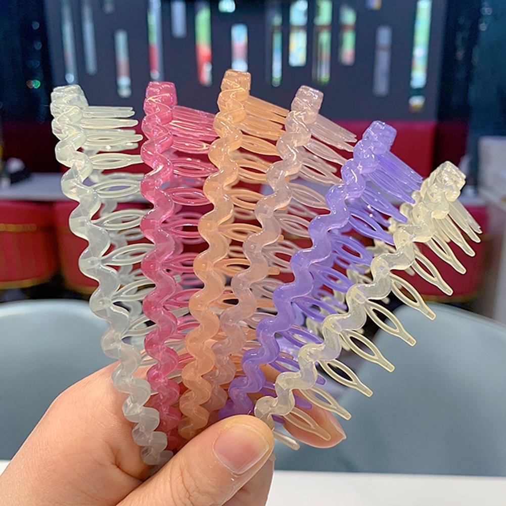 1 Băng Đô Cài Tóc Bằng Nhựa Trong Suốt Chống Trượt Màu Sắc Kẹo Ngọt