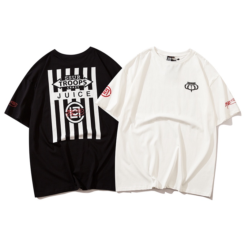 Áo Thun Cotton Plus Size Tay Ngắn Họa Tiết Sọc Ngang In Chữ Dành Cho Nam Nữ