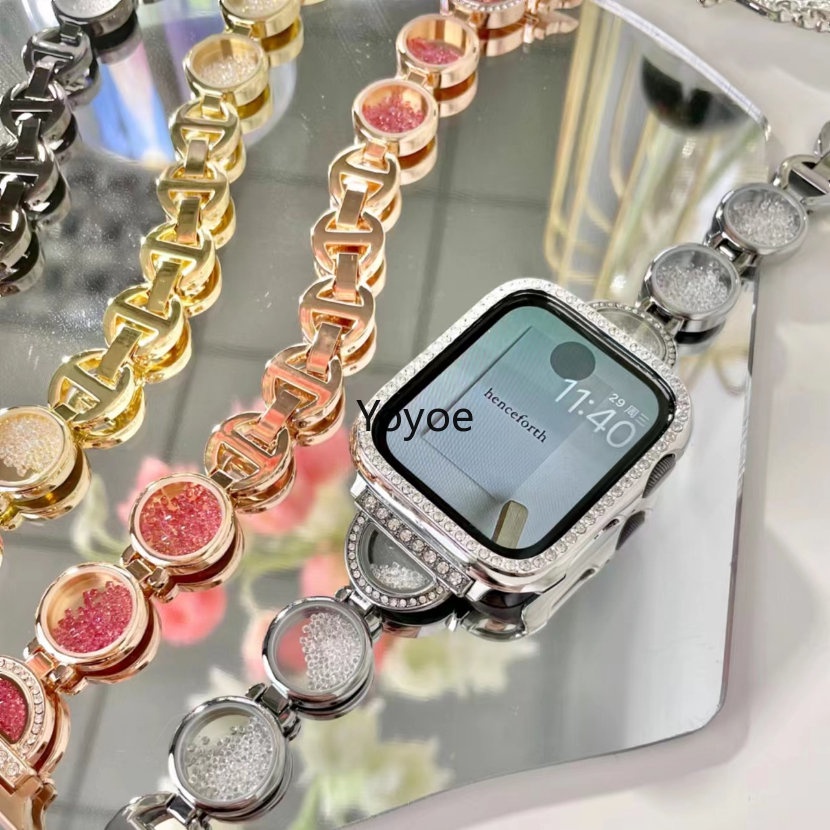 Dây Đeo Kim Loại Lấp Lánh 49mm 45mm 44 42 41 40 38mm Cho iWatch Series 8 Ultra 7 6 5 4 3 2 1 SE