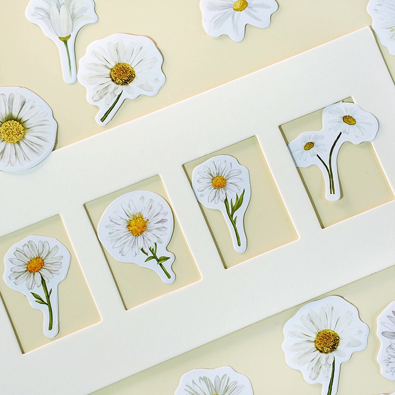 Bộ 46 Miếng Dán Trang Trí Sổ Tay Hình Hoa Xinh Xắn