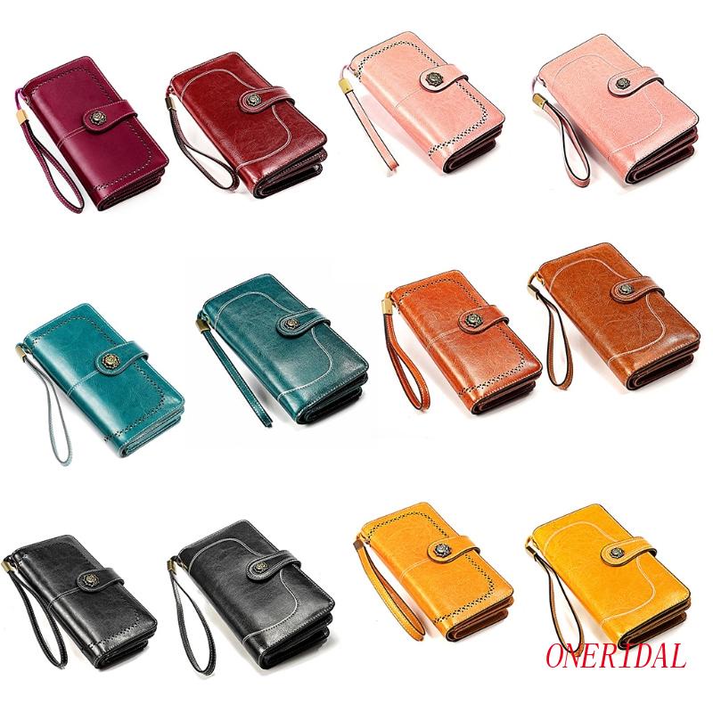 Ví Cầm Tay Bằng Da Thuộc Cỡ Lớn Có Dây Đeo Cổ Tay